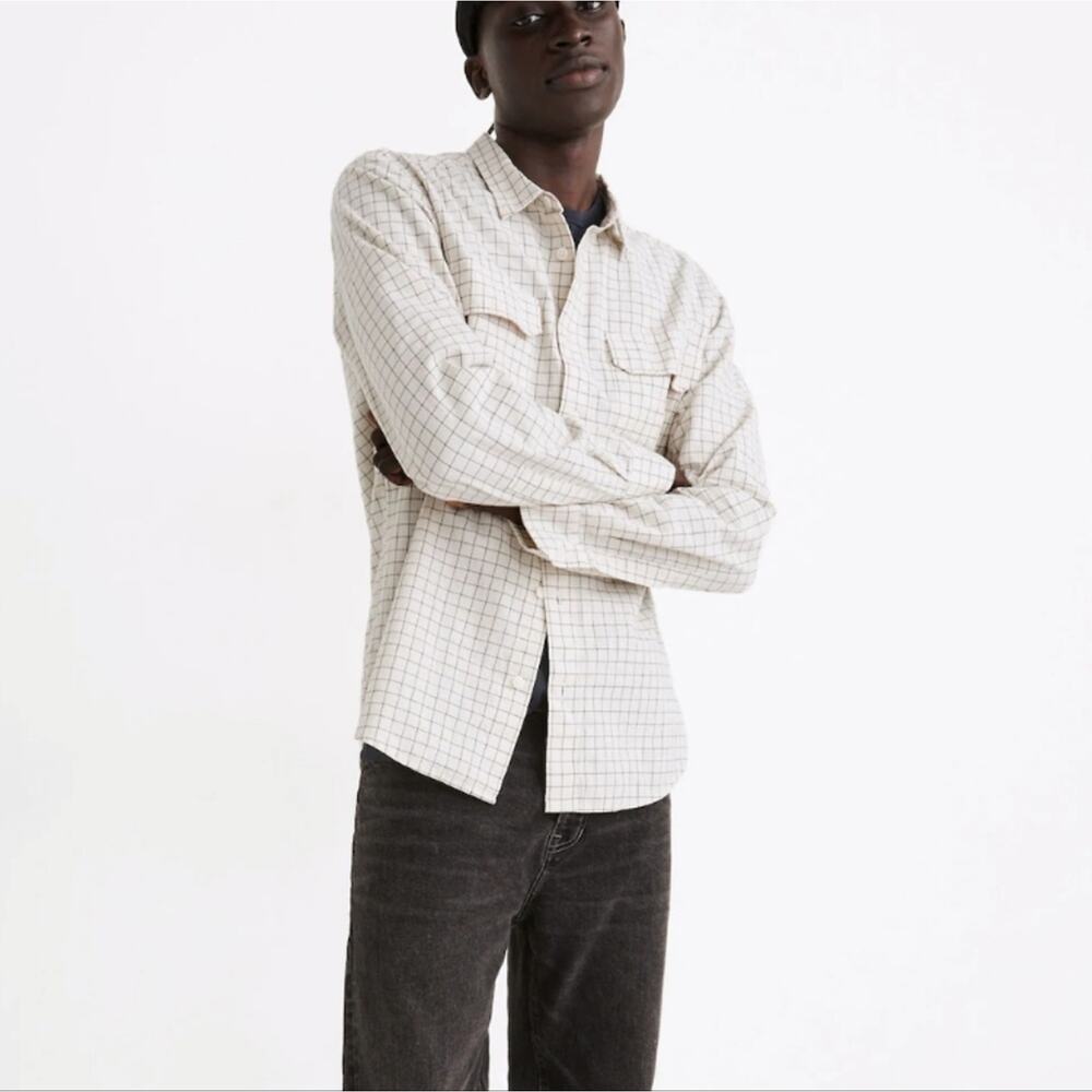Madewell Windowpane Button Down Perfect Long Sleeve Shirt S
